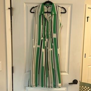 NWT Raoul 100% Silk - Green / Black / White  Style: Shirt dress Size - 8
